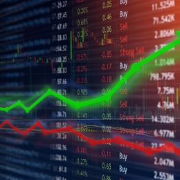 graph showing positive trends on a stock board