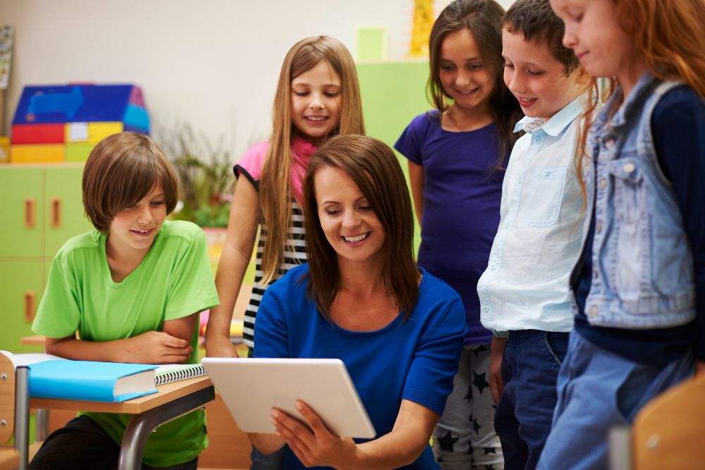 educator with students